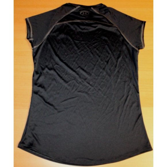 Womens Under Armour Semi-Fitted HeatGear Short Sleeve Shirt MD Medium Black - Picture 3 of 4